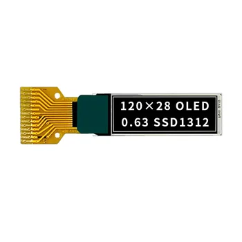 0,63-инчов OLED-дисплей 120 * 28 с матричен карам SSD1312, смарт носене, кабел за пренос на данни, на Екрана се, Интерфейс IIC, 14Pin