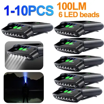 1-10 бр. led сензор за фарове, USB Акумулаторна налобный фенер, шапка, 100ЛМ, водоустойчив фенер, стяга за ночнике, риболовен главоболие фенер