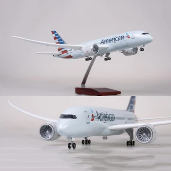 1/130 Мащаб 47 см Самолет 787 B787 Dreamliner самолет на American Airlines Модел W Лесен и колесни самолет от смола, хвърли под налягане
