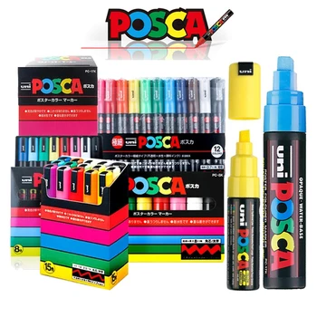 1 Комплект маркери химикалки UNI POSCA PC-1M PC-3M PC-5M POP Рекламен Плакат на Графити Нова Опаковка Рисованные Стоки за Бродерия