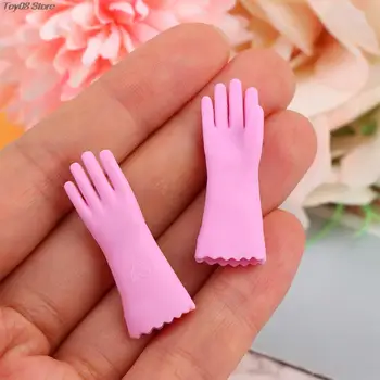 1 чифт миниатюрни ръкавици за куклена къща 1:6, ръкавици за печене, ръкавици с един пръст за пране, моделът за декор куклена къща, аксесоари за детски играчки измислица