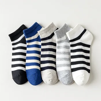 10 двойки/лот, мъжки чорапи памук райе, висококачествени летни дишащи мъжки чорапи до глезена на крака, тънки памучни спортни чорапи 2023, новост