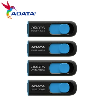 100% Оригинален USB-памет ADATA UV128 USB 3,2 пръчка 32 GB 64 GB 128 GB, 256 GB Високоскоростен Мини-U-диск, на USB флаш Памет Стик