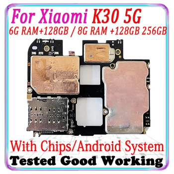 100% Оригинална Разблокированная За Xiaomi K30 5G дънна Платка за MI K30 5G логическа такса 128 GB, 256 GB дънна Платка, Инсталирана OS Android