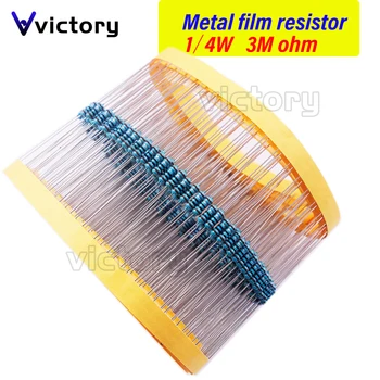 100шт метален филмът резистор пятицветное кольцевое тъкане на 1/4 0,25 W W 1% 3 M 3 M Ω 3 Mω
