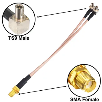 110 бр./лот SMA -TS9 адаптер SMA женски за Y-тип 2 TS9 Штекерный конектор Сплитер кабел RG316 15 см