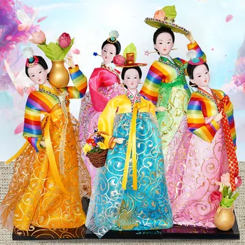 12-инчов корейски, традиционен танц костюми Ханбок ръчна изработка, модел фигурки, играчки, кукла, декор ръчно изработени дрехи с модели наметала