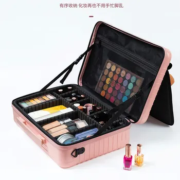 16-инчов косметичка голям капацитет козметични чанти за носене Странична чанта за дами Пътен козметични органайзер за чанти Преносима косметичка