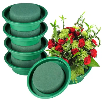 16 опаковки цветни топки пяна дъски в чашах, комплект за създаване на цветя със собствените си ръце, зелени кръгли пяна блокове с влажен цвете за изкуствено цвете
