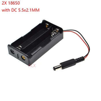 1БР 2x18650 притежателя на батерията с жак захранване dc 5,5x2,1mm 3,7 V X 2,7 V Кутия за съхранение сам 2 слота за 2 *18650 Калъф за батерията