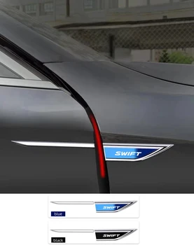 2 елемента, Хром модифициран автомобил автомобил, стандартен вариант за декорация на крилото, стикер за suzuki swift, автомобилни аксесоари с логото аксесоари