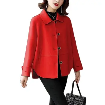 2023, есен-зима, ново дамско палто, вълнена, корейската мода, свободно двустранно кашемировое вълнена палта, дамски къси дамски яке, върхове