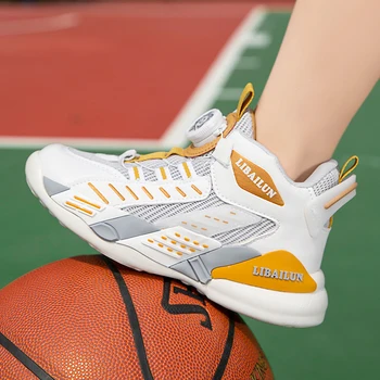 2023, Нова детска баскетболни обувки, баскетболни маратонки с бърза шнур, дишащи детски маратонки, удобни спортни обувки за тренировки