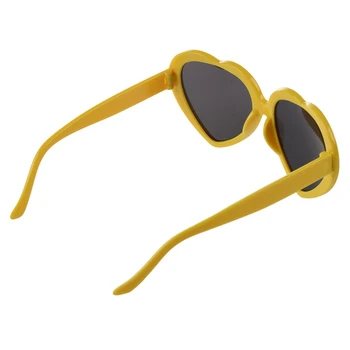 2X Модни забавни летни слънчеви очила във формата на сърце жълт цвят
