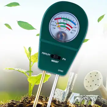 3 в 1, детектор за влажност на почвата, РН-метър, киселинност, съдържание на влага, Уред за тестване на плодородието, за засаждане на цветя в оранжерията