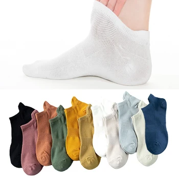 3 Чифта памучни къси женски чорапи от щиколотку, висококачествени летни дишащи компресия ежедневни модни чорапи с ниско деколте за мъже