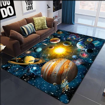 3D Вселената Планета, килим за хол, Домашно модерен подложка за пода, подложки, Пухкав килим, Интериор за спални, подложка за влизане Alfombra