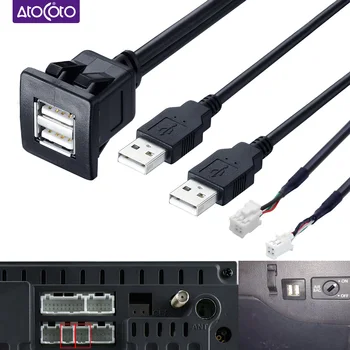 4-6 Контакти с два USB конектори за монтаж на арматурното табло, удължител, екраниран кабел, поставка-адаптер за автомобил радио, мултимедиен плеър с Android