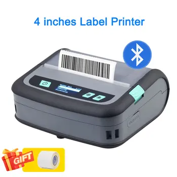 4 'Мини преносим принтер за Етикети, 4 инча, Производител на етикети за доставка, бърз термопринтер на етикети с баркод за Android и iOS
