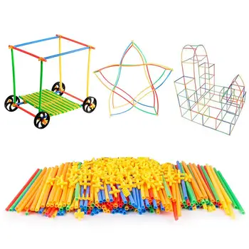 400шт 4D САМ Сламени строителни блокове с пластмасова шевове, Вградени Събрани Строителни Блокове, Тухли, детски образователни играчки