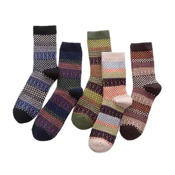 5 Двойки мъжки вълнени кашмир чорапи, топли зимни дебели бизнес Реколта удобни Дропшиппинг