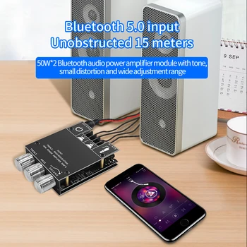 50Wx2 Bluetooth 5.0 Безжичен аудио цифров усилвател Стерео такса Bluetooth Amp Amplificador за използване по телефона