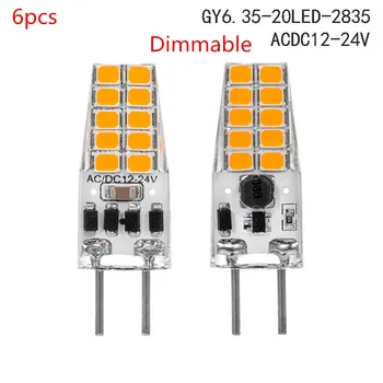 6шт GY6.35, с регулируема яркост SMD2835 20 светодиодни лампи AC/DC12-24V LED Заместват Традиционните халогенни лампи за подвесного осветление
