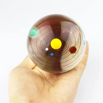 80 мм, 3D кристална топка със слънчевата система с led подсветка, умален модел на планетата, стъклени топки, глобуси, украшение за дома