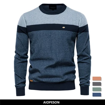 AIOPESON, памук пуловер с пайети, мъжки ежедневни пуловер с високо качество, с кръгло деколте, възли пуловери, мъжки нови зимни маркови мъжки пуловери
