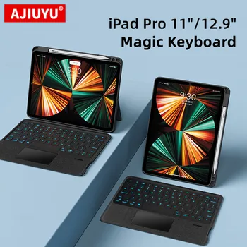AJIYUU Smart Магията За iPad Keyboard Pro 11 12,9 4th 5th 3th 10,2 2021 2022 Air5 Air4 Калъф С Подсветка на Тъчпада Свалящ се Капак