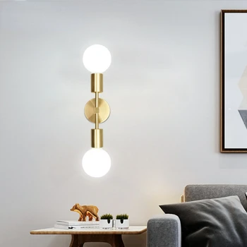 Artpad Месинг злато, с монтиран на стената лампа с двойна глава, стенни аплици за баня, прикроватное огледало за тоалетка маса, лампа