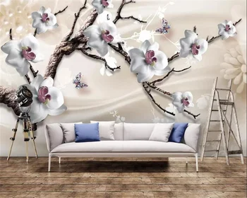 Beibehang papel de parede Тапети по поръчка 3D стенопис луксозни бижута цветя ТЕЛЕВИЗИЯ фон жасмин papel de parede тапети behang