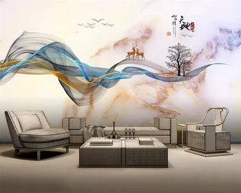 beibehang, нов китайски стил, ръчно рисувани, абстрактни линии, мрамор художествена концепция, пейзаж, лосове, тапети тапети behang