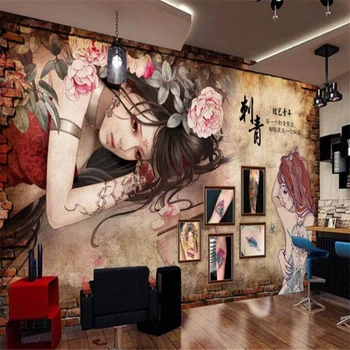 beibehang Потребителски стенописи тапети върху стената цветни индивидуалност татуировка татуировка красотата на една снимка украса бара фон papel de parede