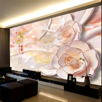 Beibehang тапети за стени анаглиф божур които цъфтят цветя триизмерна инсталация на телевизора тапети за стените на хола papel de parede