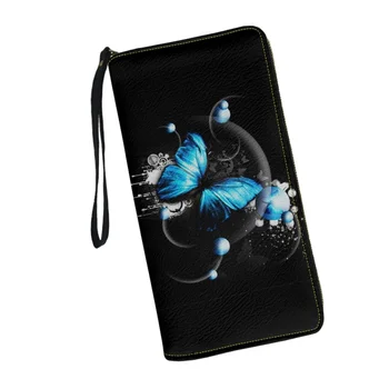 Belidome Женски портфейл-клатч с принтом пеперуди, RFID-блокиране на гривна, портмонета, кредитни карти, портфейл за момичета