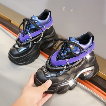 Bling/ дамски обувки на платформа с дебела подметка, дамски ежедневни обувки, които растежа, дамски топли зимни маратонки на танкетке, Zapatos De Mujer