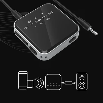 bluetooth 5.2 Адаптер аудиоприемника-предавател aptX-LL/HD ниска латентност микрофона и 3.5 мм Aux Безжична Стерео музикален адаптер