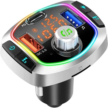 Bluetooth FM трансмитер за кола QC3.0 USB-C Бързо Зарядно устройство за Безжична Автомобилен FM радио Bluetooth Адаптер 5,0 Музикален плейър FM Комплект за Кола
