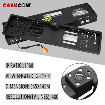 CASHCOW170 ° HD Автомобилна Камера за обратно виждане ЕС на Европейския Притежателя Рамка Регистрационен номер за Нощно Виждане Камера за Обратно виждане 4 led Фенер