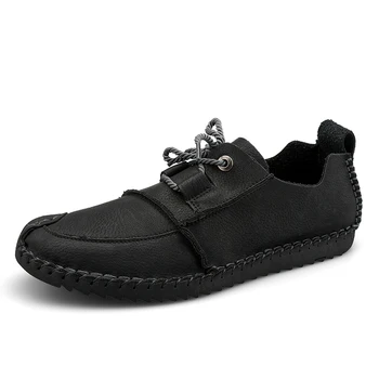 Confortável casual sapatos de couro dos homens confortável mocassins de couro собственоръчно homens sapato respirável sapatos