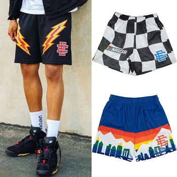 EE Basic, мъжки дишащи меш шорти за фитнес, баскетболни шорти за бягане, бързо съхнещи шорти с принтом, модерни плажни шорти, летни къси панталони