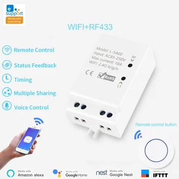 eWeLink Home Smart WiFi RF безжичен ключ таймер Гласово приложение модул и дистанционно управление на Работа с Google Home Amazon алекса Google Nest