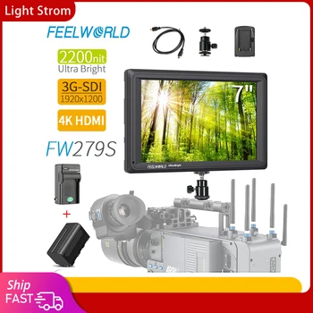 FEELWORLD FW279S 7 инча 2200 гнида С възможност за гледане на дневната светлина 3G-SDI, HDMI на полевата монитора DSLR фотоапарат 4K, HDMI 1920X1200 + Зарядно устройство