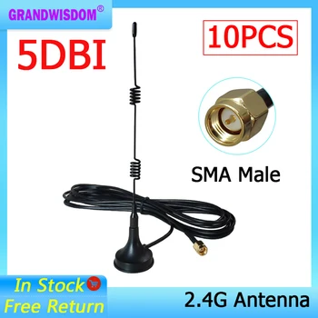 GRANDWISDOM 10шт 2,4 Ghz Wifi Антена SMA Plug 5dbi Конектор магнитно основа Издънка на антена 3 метра удлинительный кабел wi-fi рутер