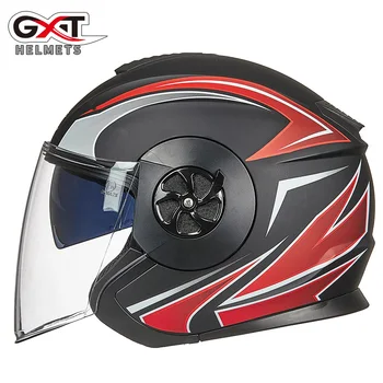 GXT Ретро мотоциклет шлем с двойни лещи, Полушлем за мотокрос, готина защита от Слънцето, защитен лост за мъже, Жени, Casco Para Мото