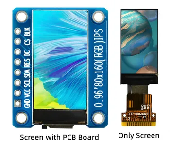 IPS 0,96 инча 8 инча/13PIN HD TFT Цветен LCD екран ST7735 автомобил с IC 80 (RGB) * 160 SPI Интерфейс