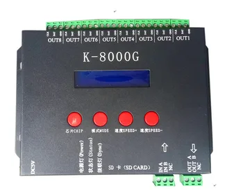 K-8000G, led пиксельный контролер SD-карта; автономен; изходен сигнал SPI; управление на 8192 пиксела; можете да изберете типа на чип с помощта на бутоните