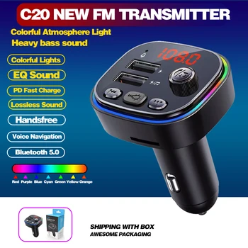 KEBUIDU FM Трансмитер Авто Безжична Bluetooth 5,0 Радио FM Модулатор Комплект за Кола 3.1 A USB Зарядно за Кола 