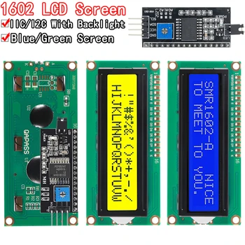 LCD модул Синьо Зелен екран IIC/I2C 1602 за arduino 1602 LCD UNO r3 mega2560 LCD1602 LCD1602 + I2C